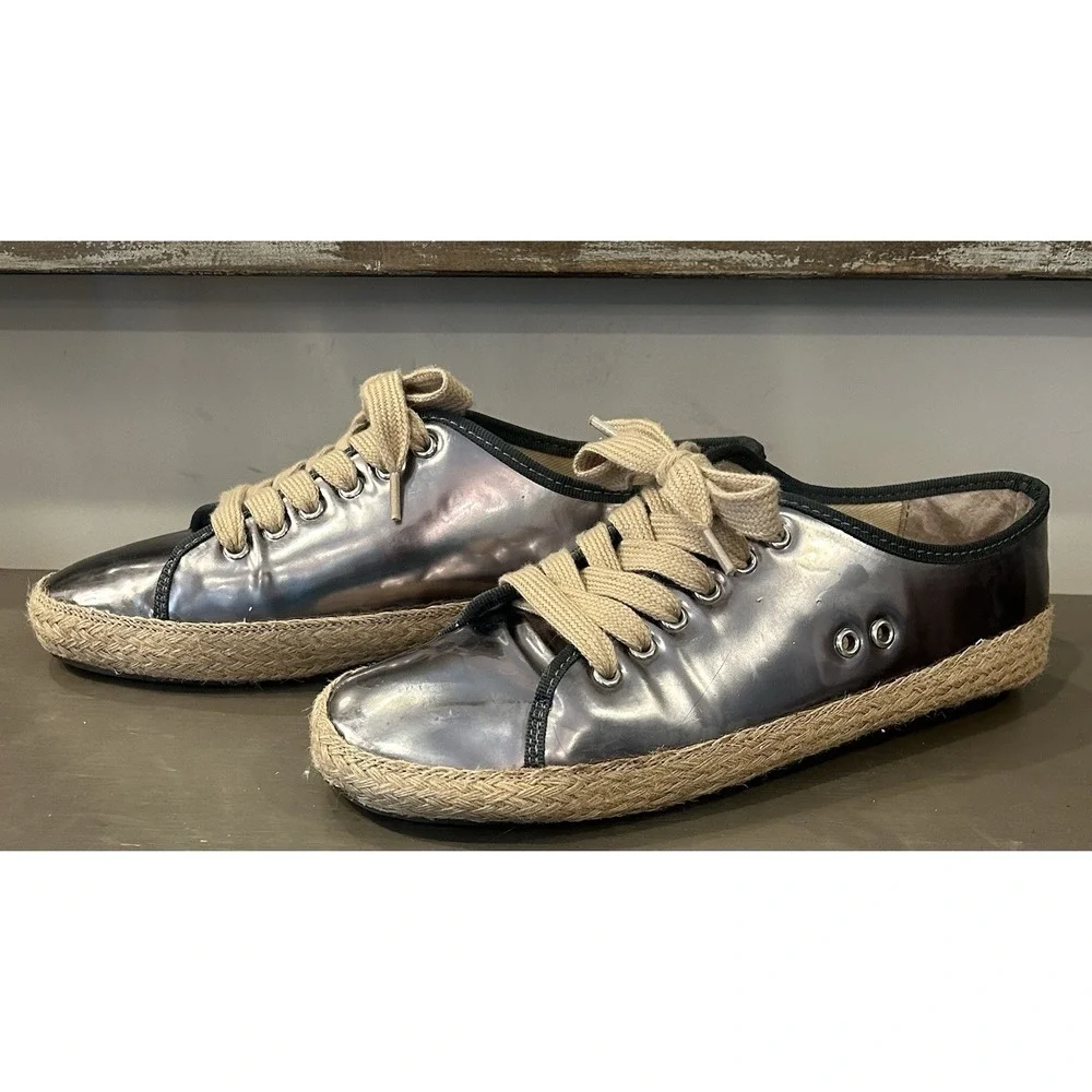 EMU Australia Agonis Mirror Gunmetal/Pewter Espadrille Sneaker Lace Up Women's 9